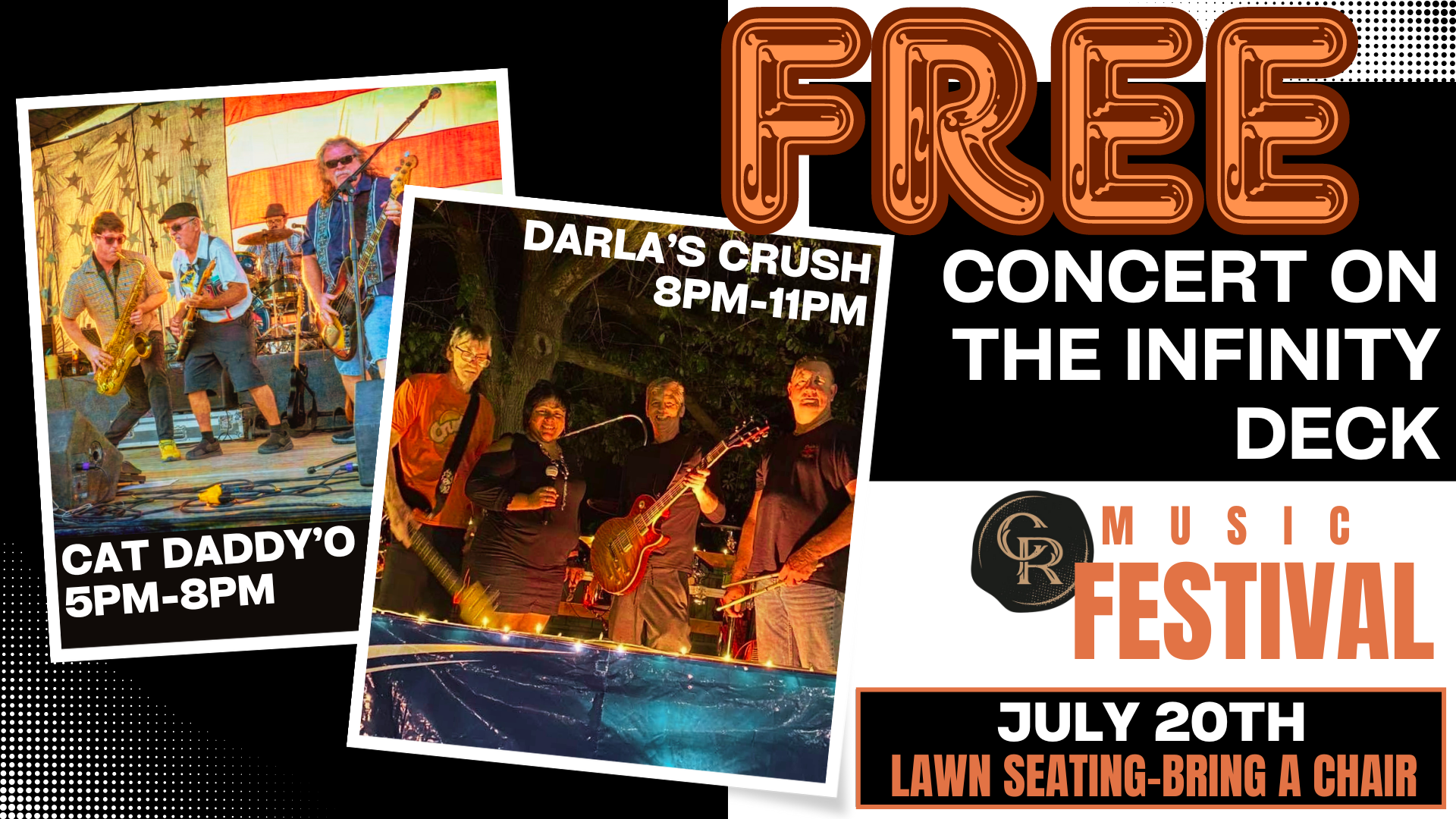 FREE Concert On The Infinity Deck! Cat Daddy’O & Darla’s Crush